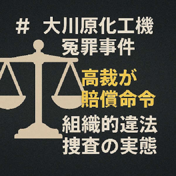 ⚖️ 大川原化工機冤罪事件、高裁が賠償命令：組織的違法捜査の実態と司法の判断